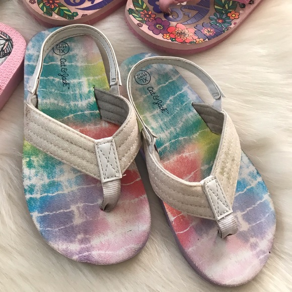 4 Pairs of Toddler Girls Flip Flops Bundle - Picture 4 of 9